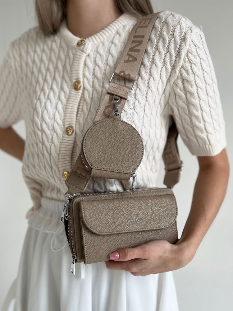 Hnedá crossbody/peňaženka F-Y-90-4-mud