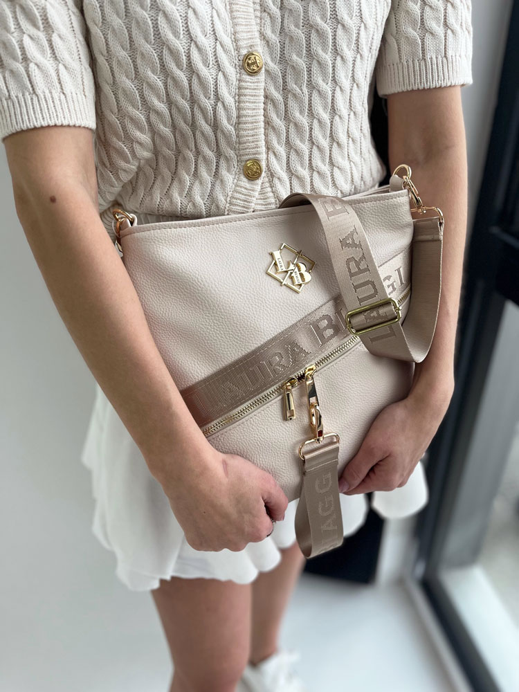 Béžová crossbody Laura Biaggi - veľká a štýlová