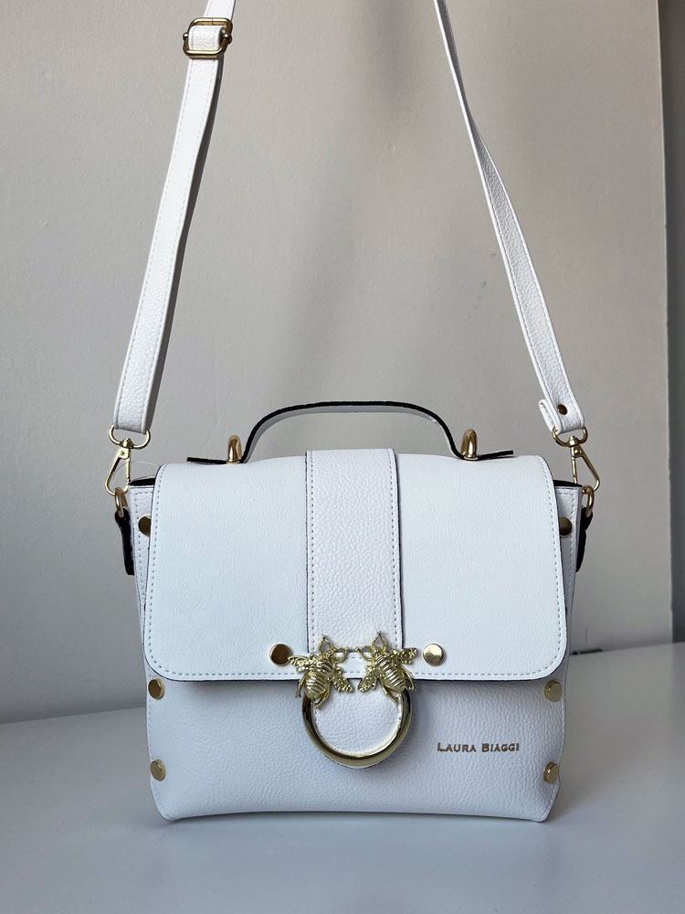Elegantná biela crossbody Laura Biaggi – do ruky aj na rameno