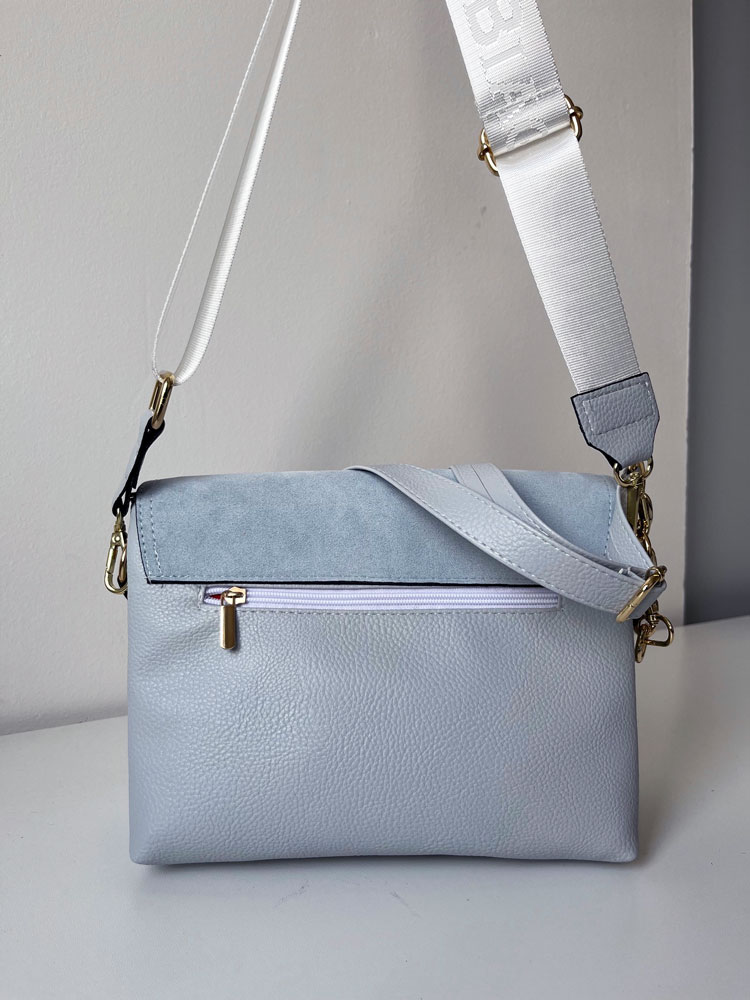 Modrá crossbody kabelka s dvoma ramienkami Laura Biaggi DX-F287-l.blue