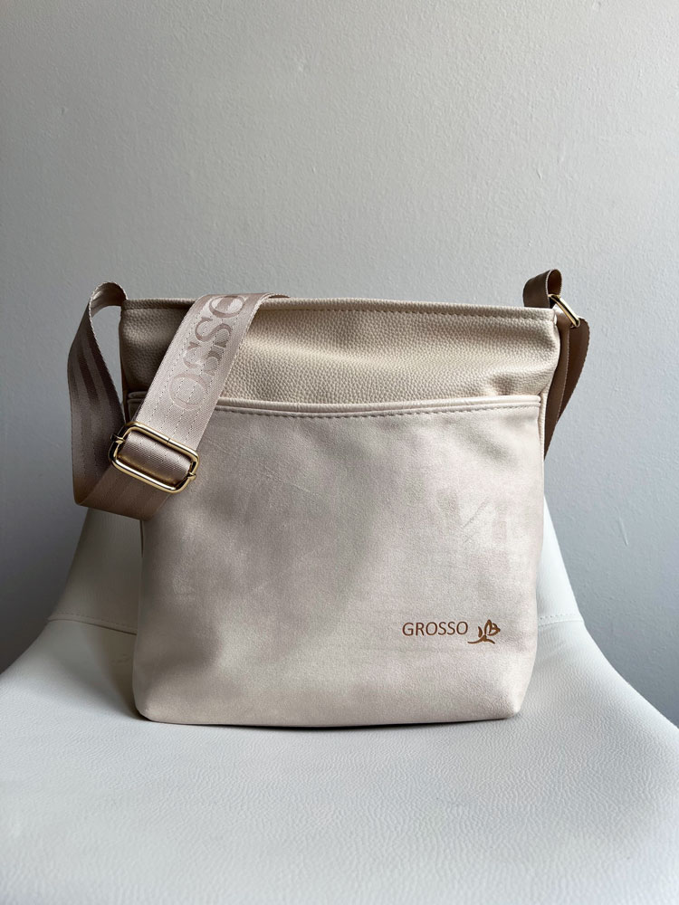 Béžová crossbody kabelka GROSSO GS-103-beigeNEW