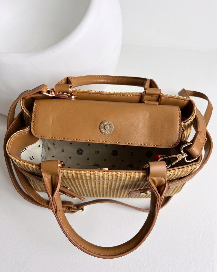 Slamená letná kabelka do ruky a crossbody Monnari– hnedá