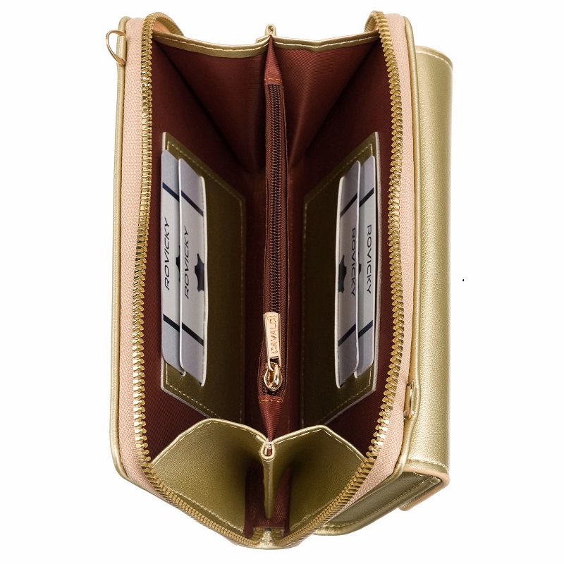 Mini crossbody a peňaženka zlatá