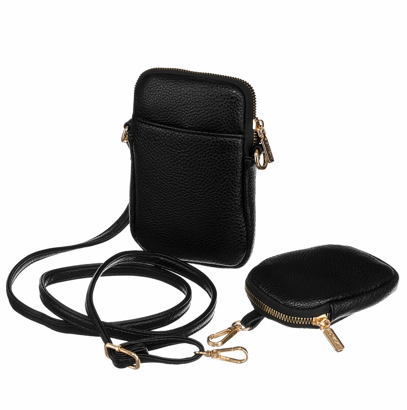 Čierna crossbody a peňaženka v jednom