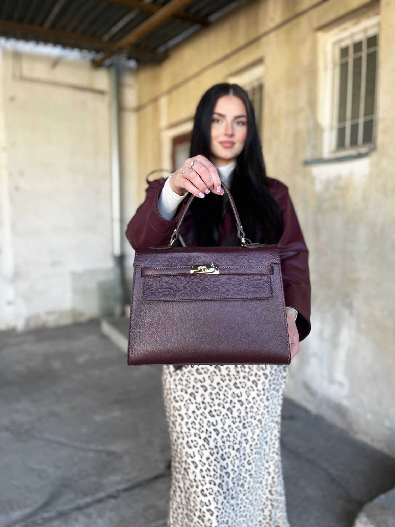 Bordová kožená aktovka Laura Biaggi DX-TS11-241-bordo