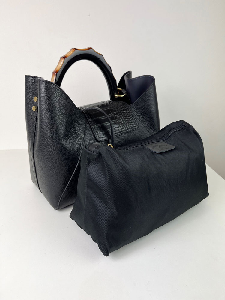 Čierna kožená kabelka 2v1 Laura Biaggi DX-TS54-148-black