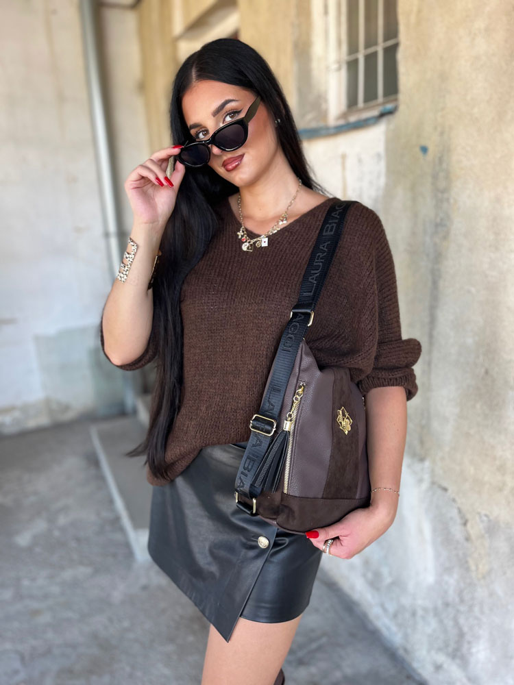 Tmavohnedá kabelka / vačok Laura Biaggi DX-322184-chocolateZAM