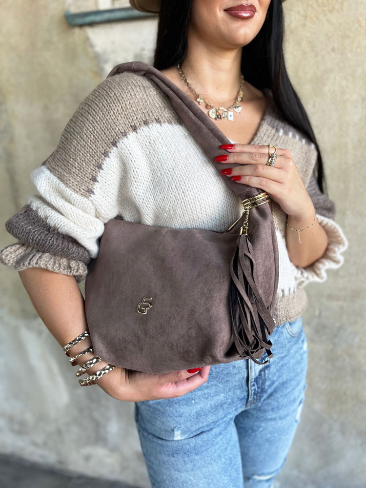 Hnedosivá kabelka na rameno GROSSO GS-4002-taupe