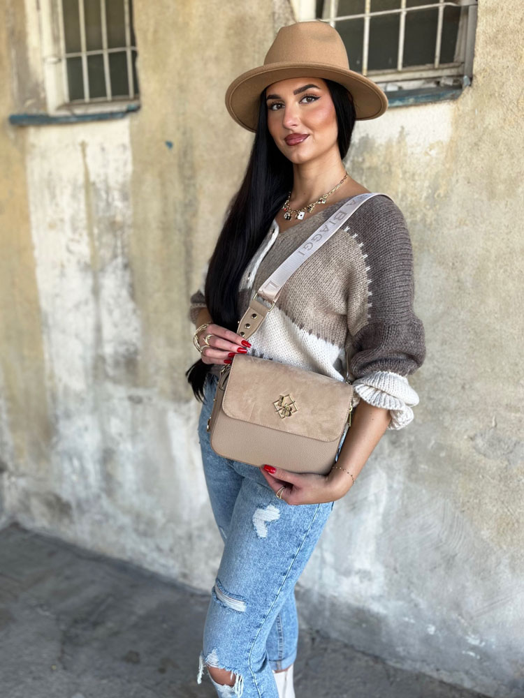 Hnedá crossbody kabelka Laura Biaggi DX-JS170-l.brown2