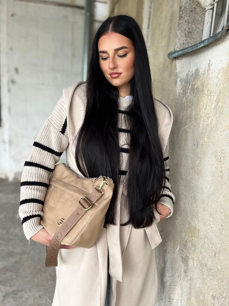 Hnedá crossbody kabelka GROSSO GS-4003-light brown