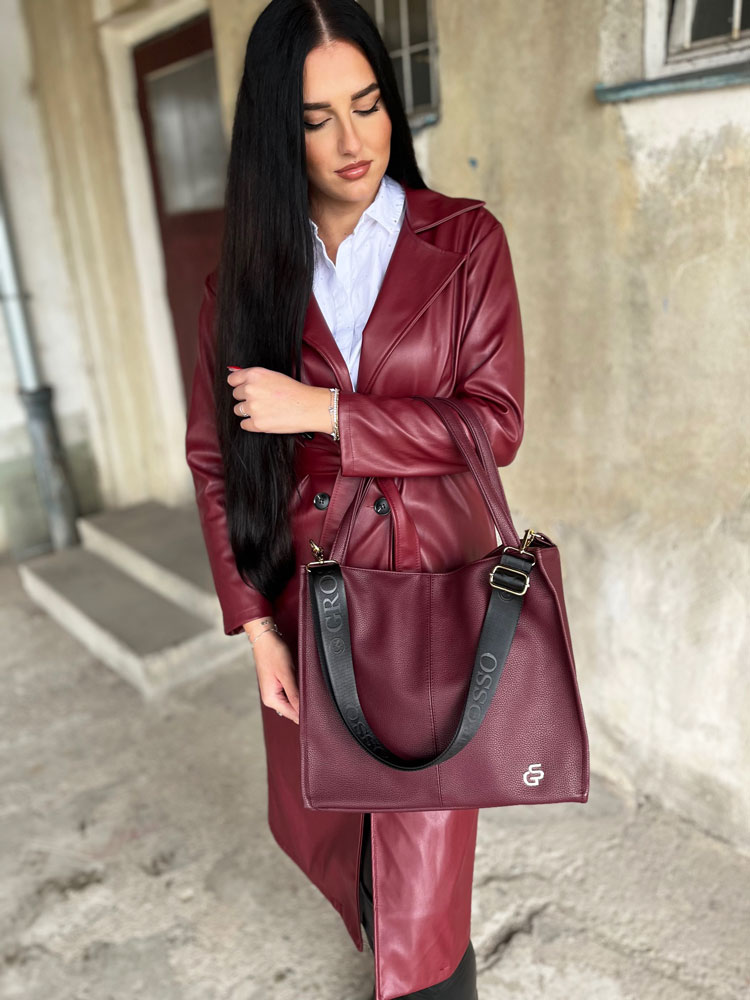 Dámska kabelka na rameno GROSSO bordová