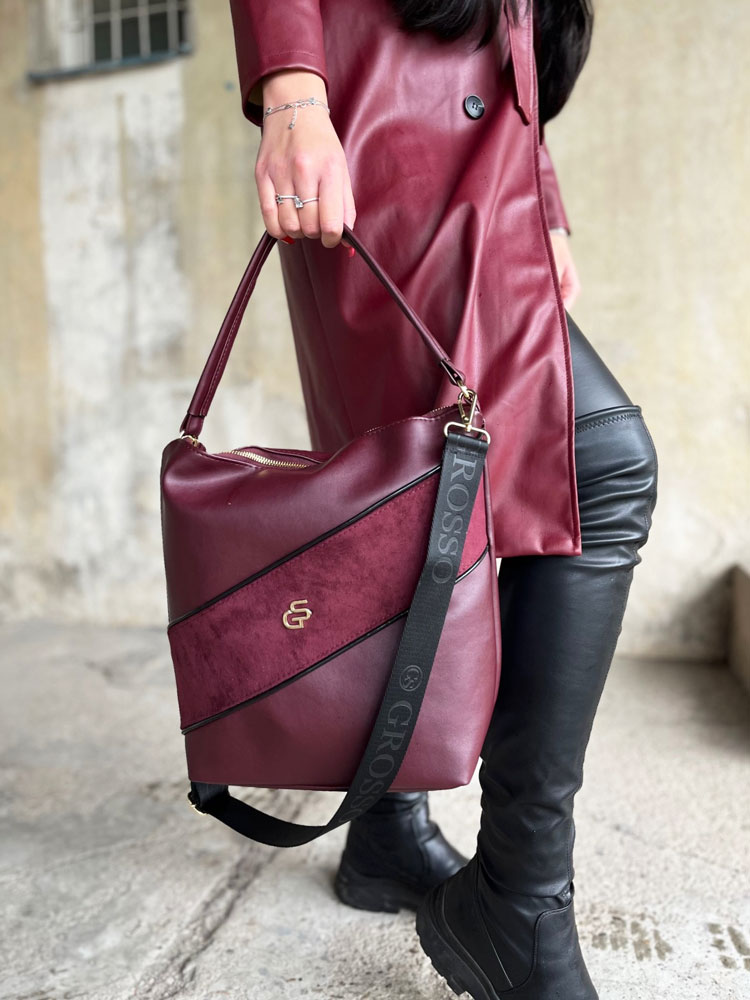 Bordová kabelka na rameno GROSSO GS-4013-bordo