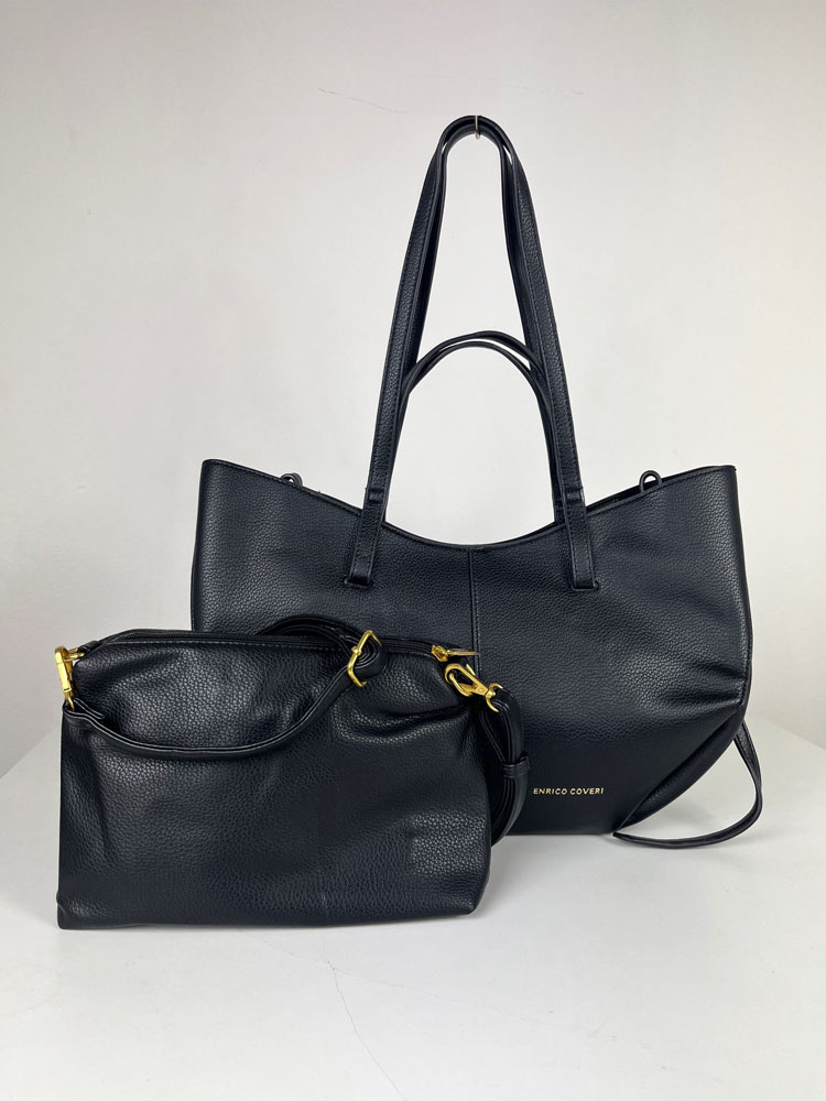 Kabelka na rameno 2v1 v štýle Poléne čierna