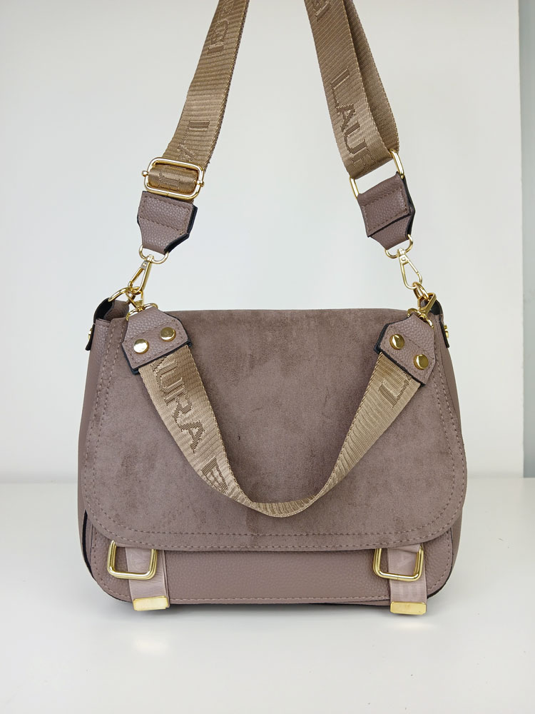 Hnedosivá crossbody kabelka Laura Biaggi