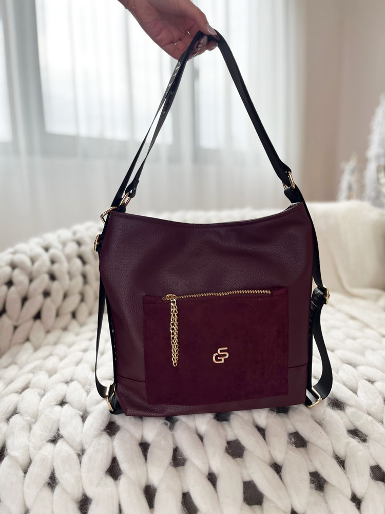 Bordová kabelka na rameno/vak GROSSO GS-4022-bordo