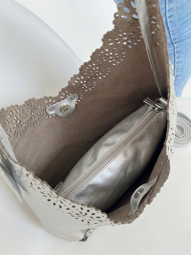 Strieborná kabelka na rameno 2v1 F-58137-silver