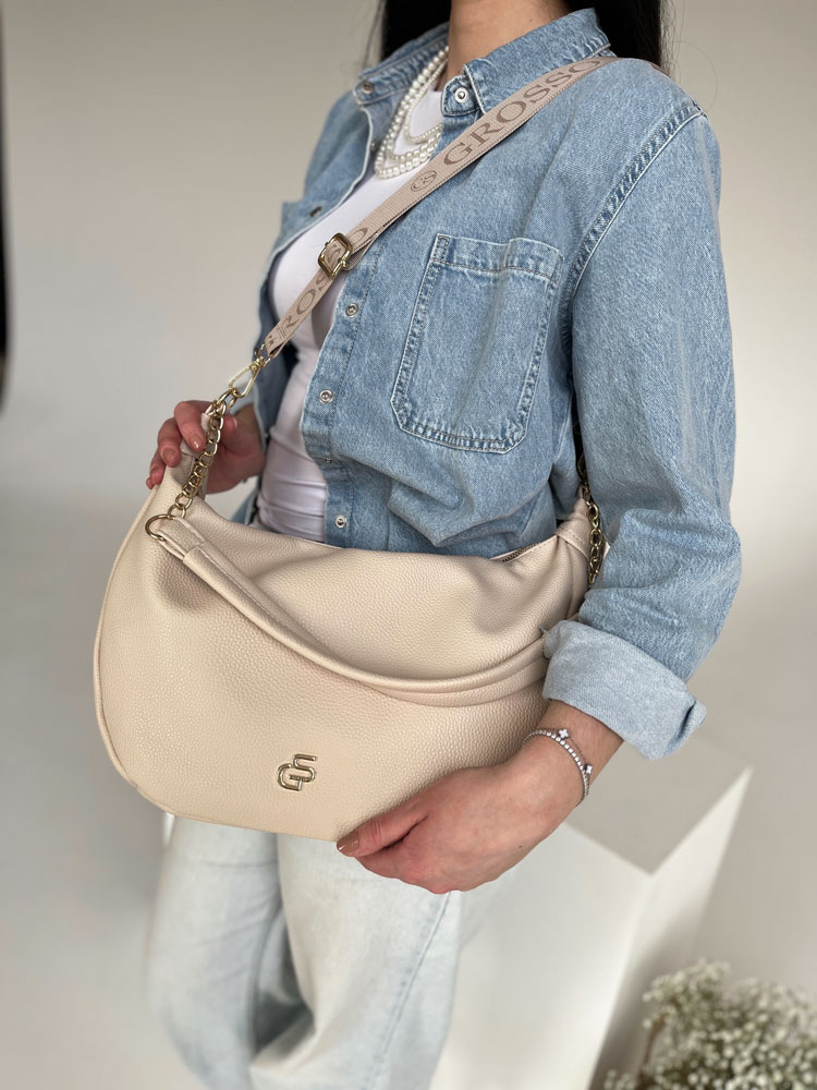 Béžová kabelka na rameno GROSSO GS-4008-beige