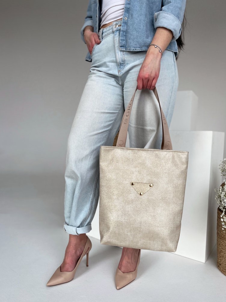 Dámska kabelka na rameno zlatá