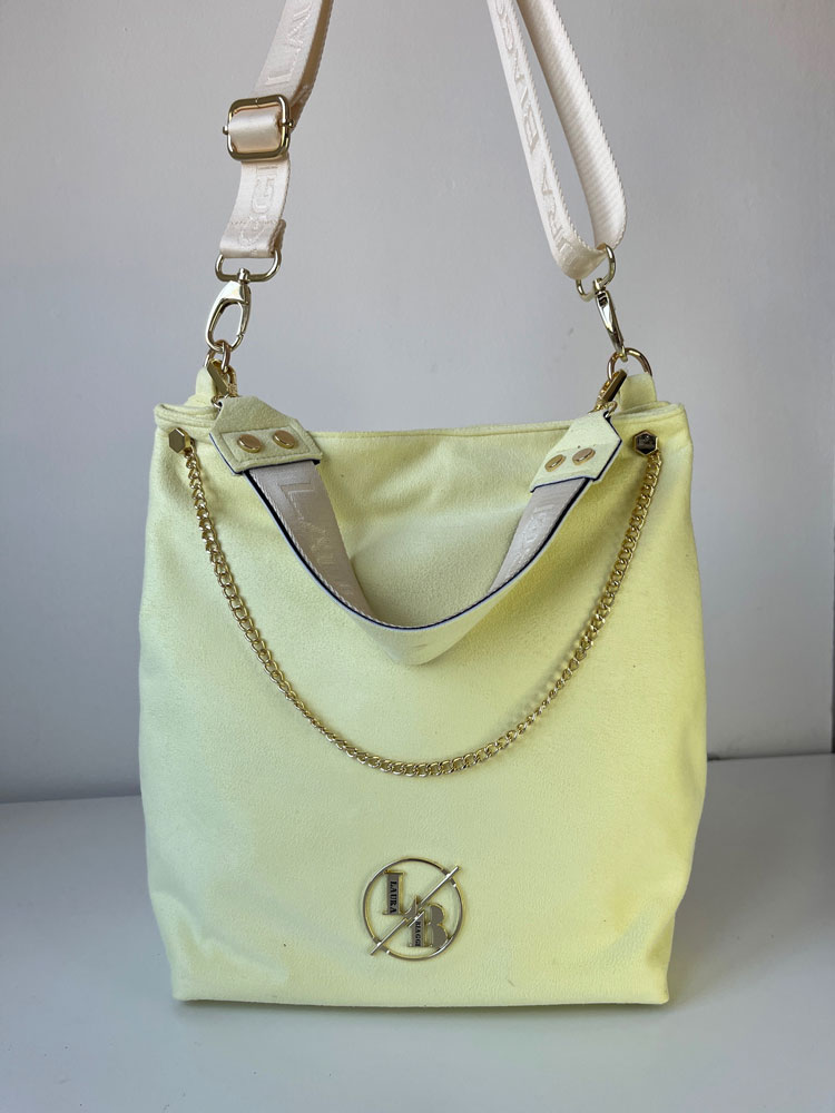 Dámska kabelka na rameno Laura Biaggi žltá semišová