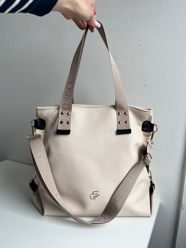 Dámska shopper kabelka na rameno Grosso béžová