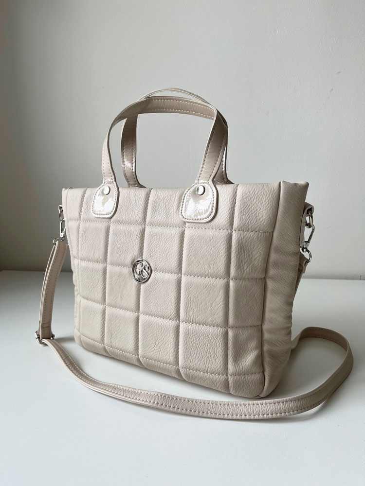 Prešívaná kabelka do ruky GROSSO GS-205-cream
