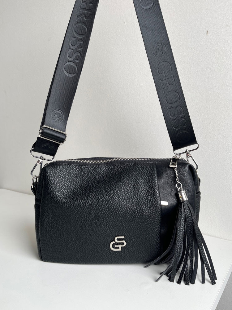 Čierna crossbody kabelka GROSSO GS-3171-black/silver