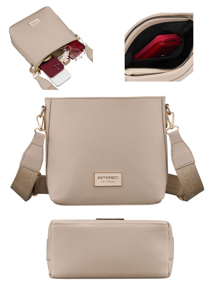 Béžová crossbody kabelka Peterson – praktická basic kabelka na každý deň
