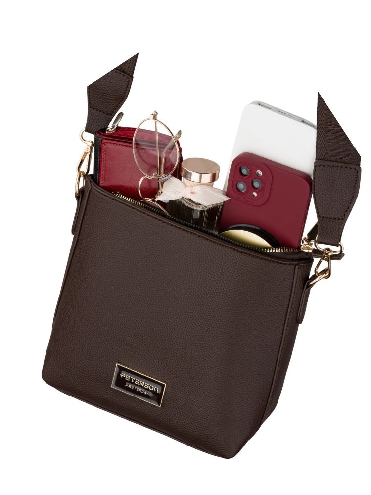Čokoládová hnedá crossbody kabelka Peterson – praktická basic kabelka na každý deň