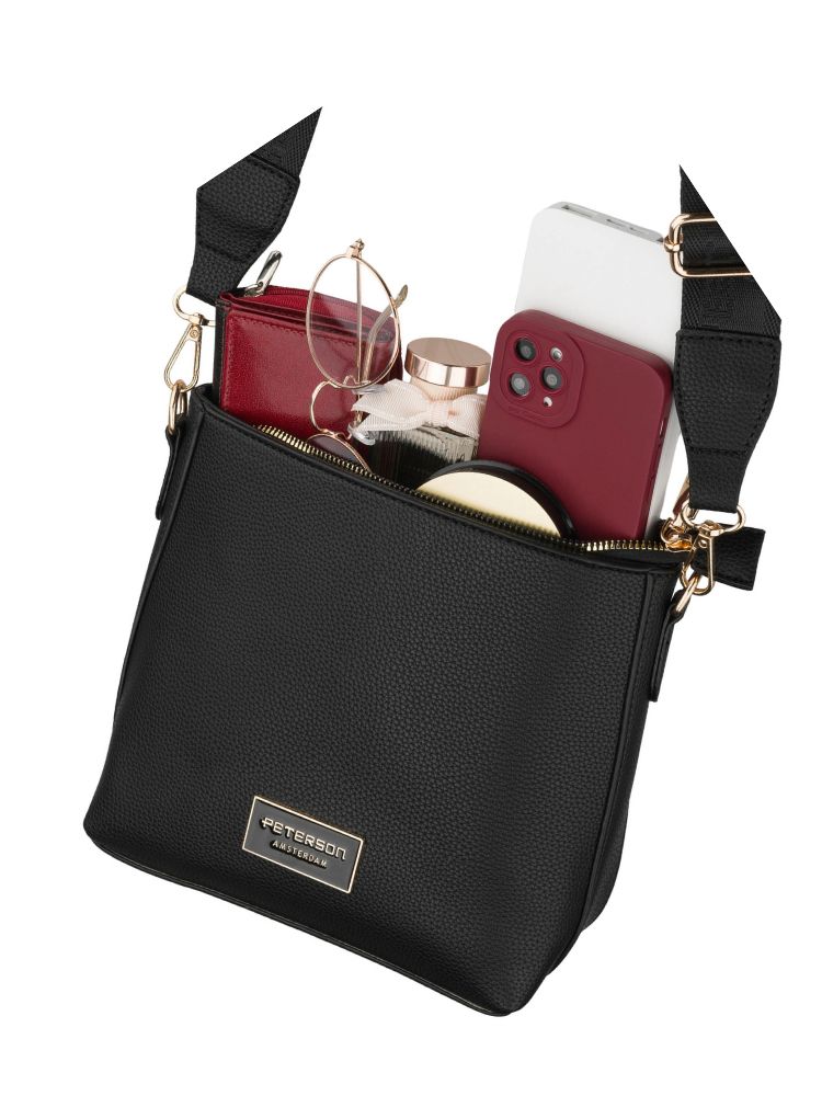 Čierna crossbody kabelka Peterson – praktická basic kabelka na každý deň