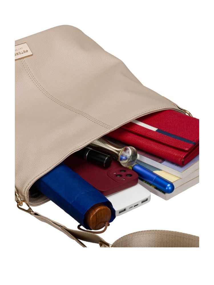 Veľká béžová crossbody Peterson s deleným vnútrom - elegantná a praktická