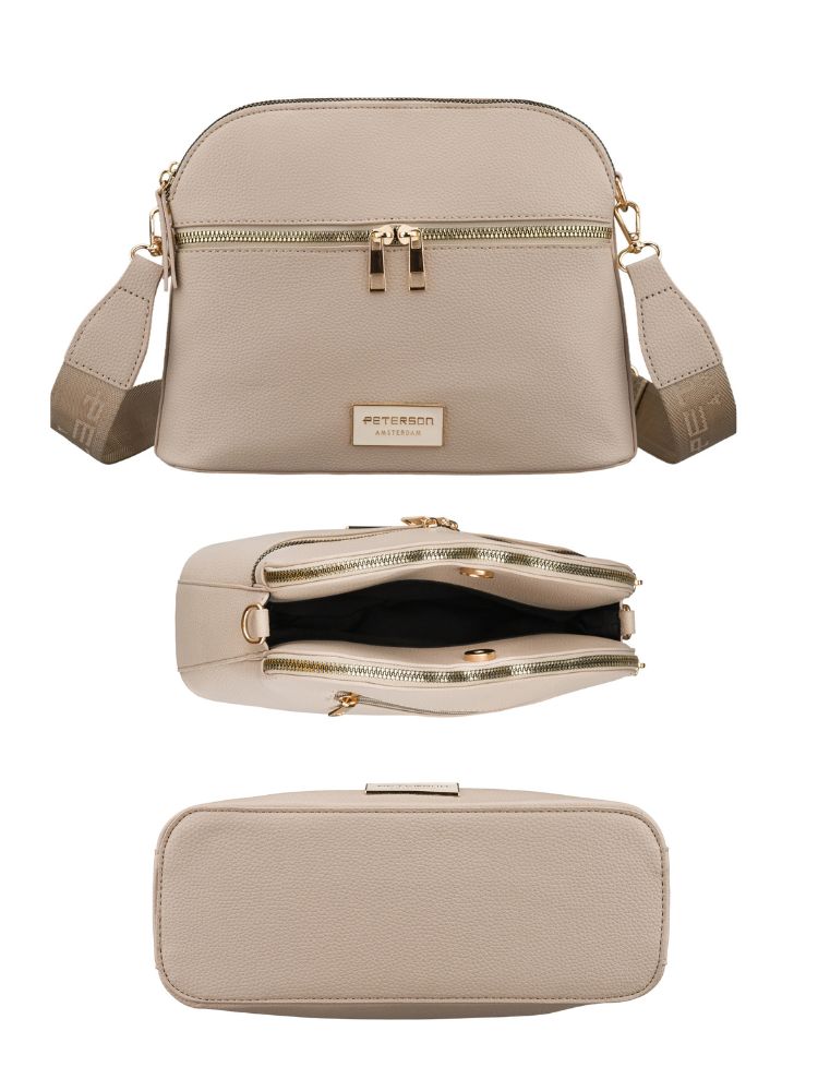 Béžová crossbody kabelka – elegantná. priestranná a dokonale organizovaná
