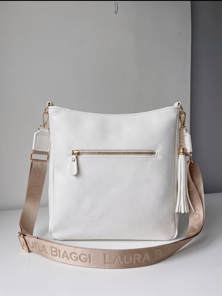 Bielo-zlatá crossbody Laura Biaggi – veľká kabelka do mesta