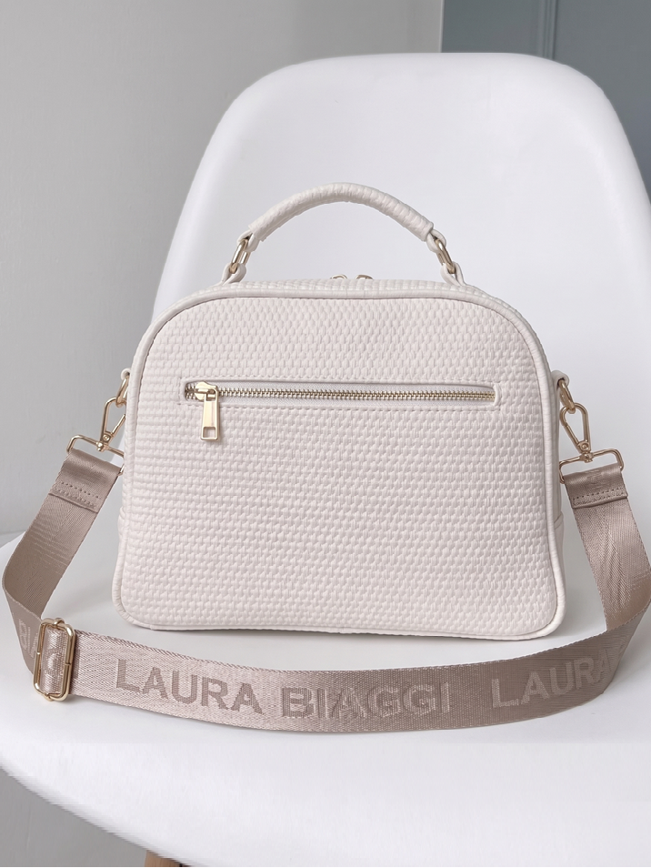 Elegantná biela kufríková kabelka Laura Biaggi do ruky