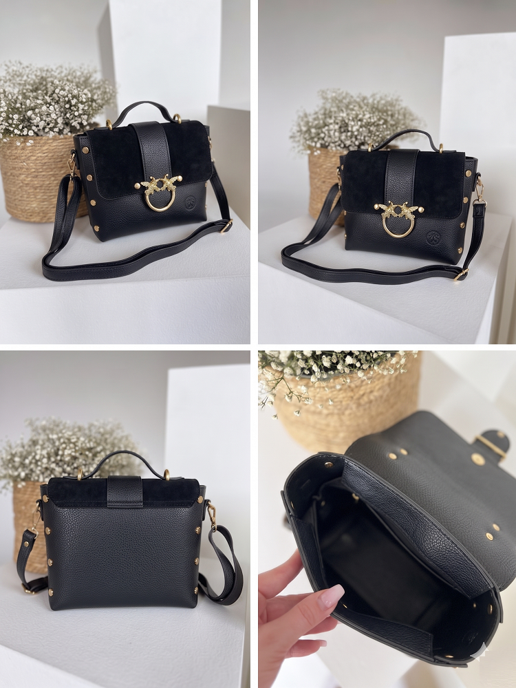 Čierna kabelka do ruky GROSSO - štýlová aj ako crossbody