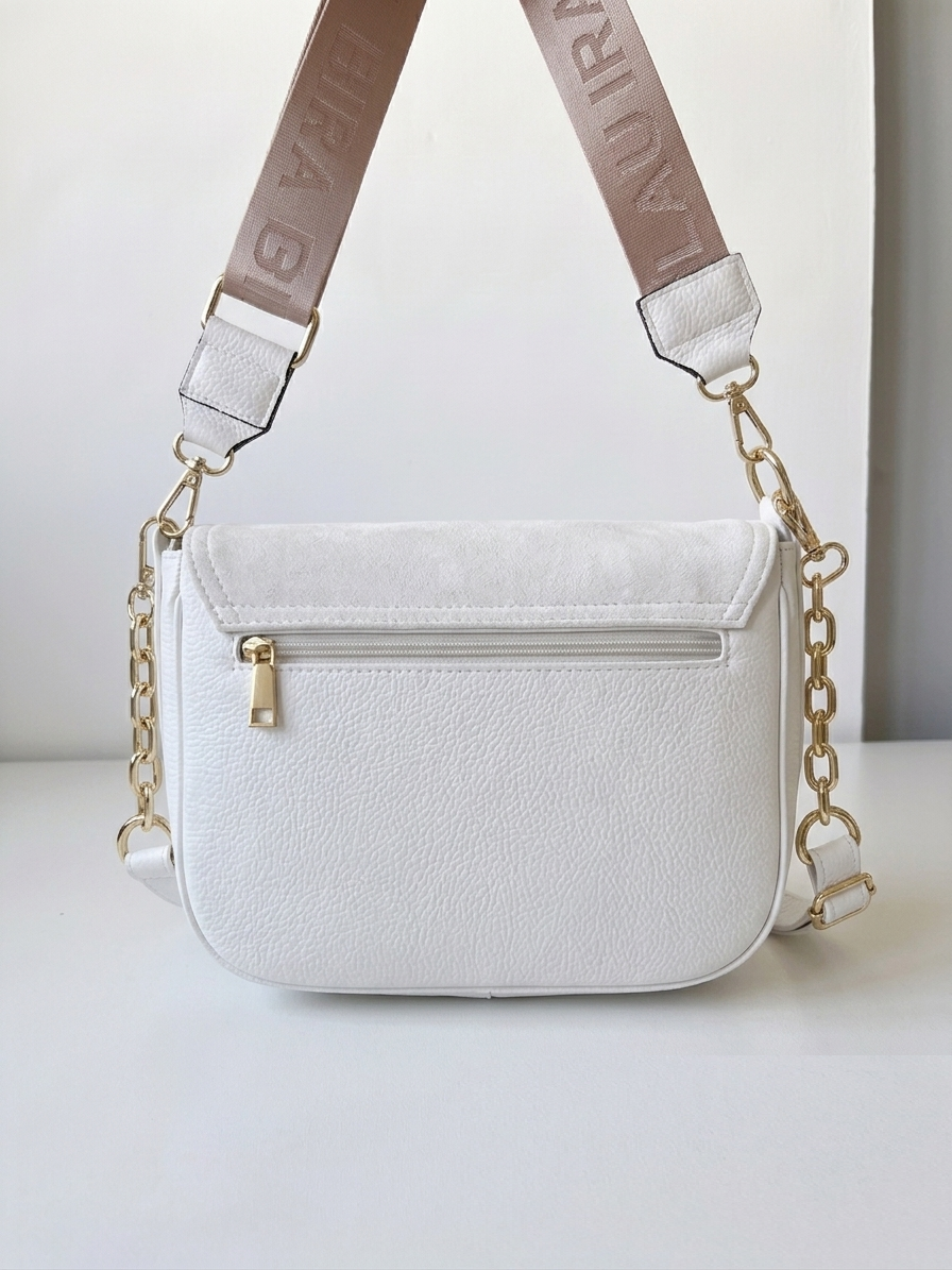 Crossbody kabelka s dvoma ramienkami Laura Biaggi biela
