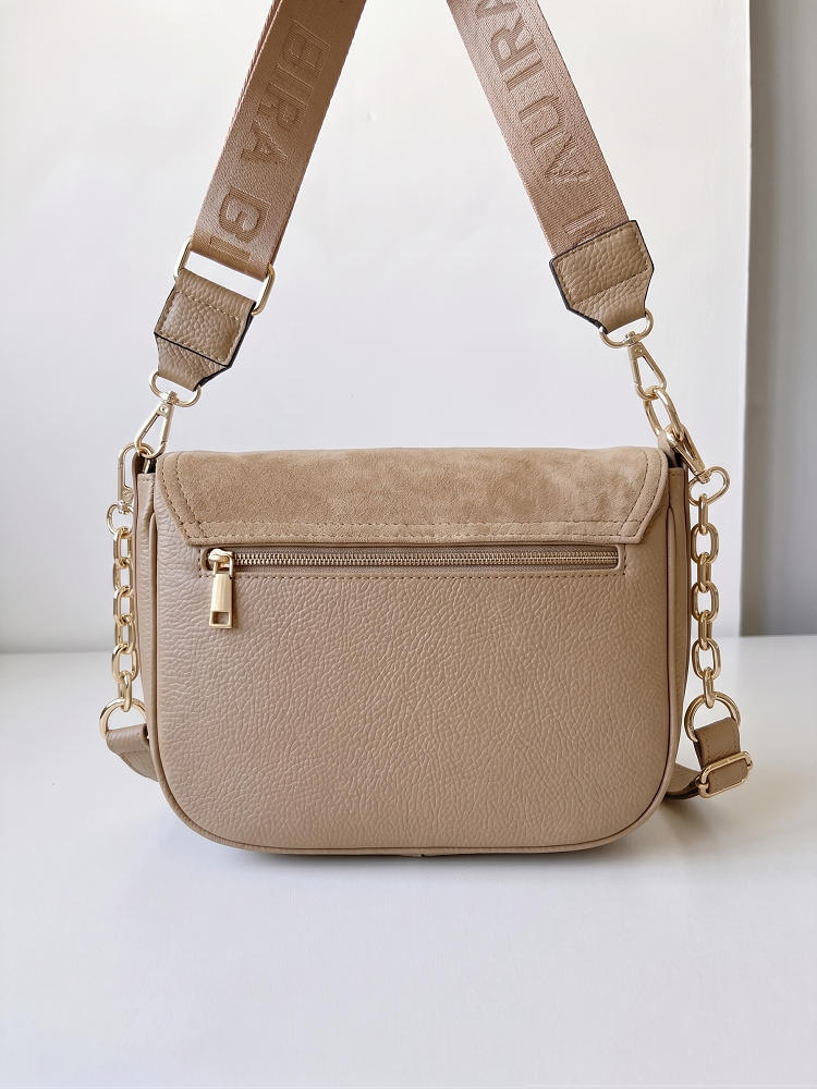Crossbody kabelka s dvoma ramienkami Laura Biaggi hnedá