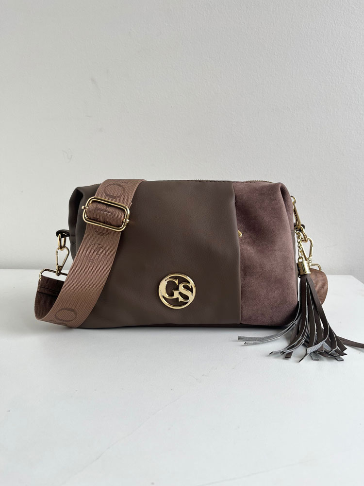 Hnedosivá crossbody kabelka GROSSO - praktická na každý deň