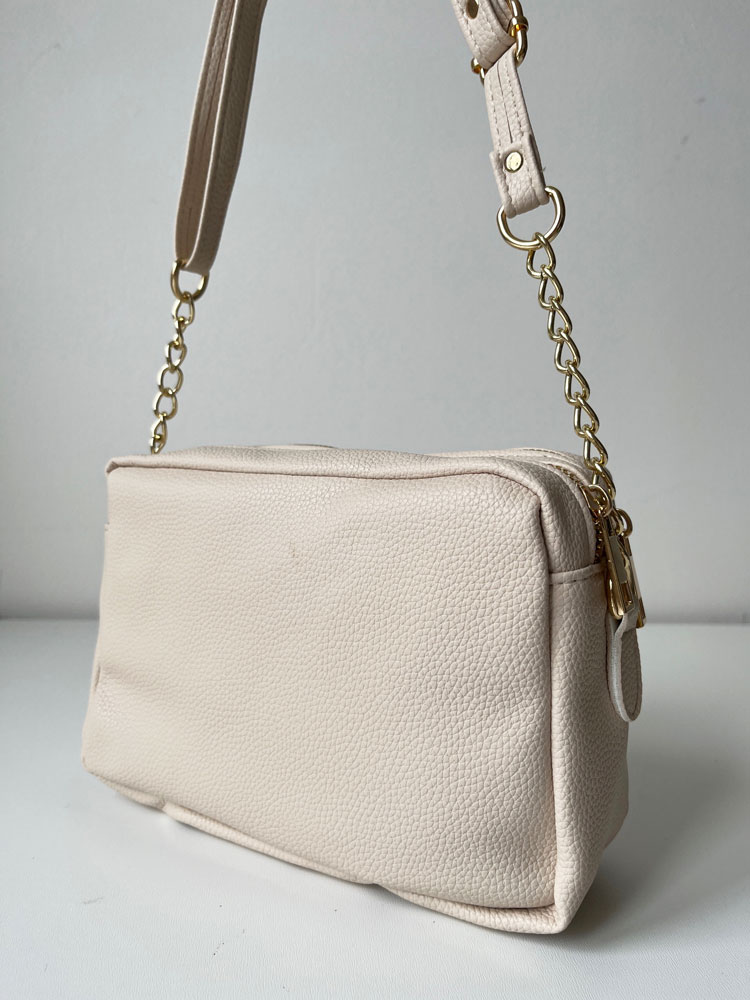 Béžová crossbody Laura Biaggi s deleným vnútrom