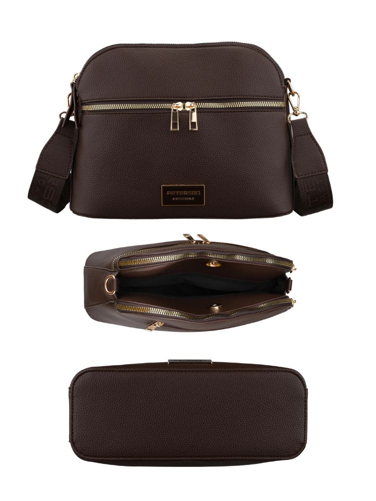 Čokoládová crossbody kabelka – elegantná. priestranná a dokonale organizovaná