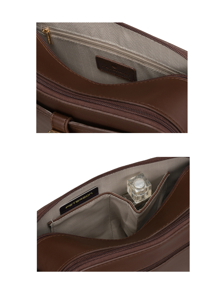 Čokoládová crossbody kabelka – elegantná s deleným vnútrom
