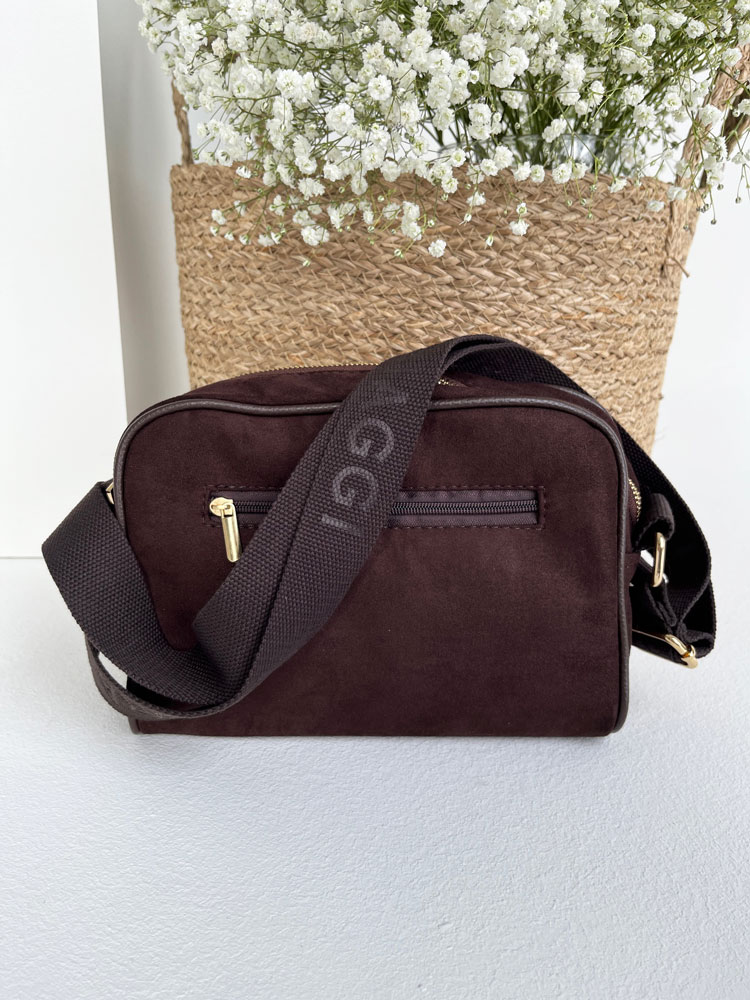 Čokoládová semišová crossbody kabelka Laura Biaggi - praktická na každý deň