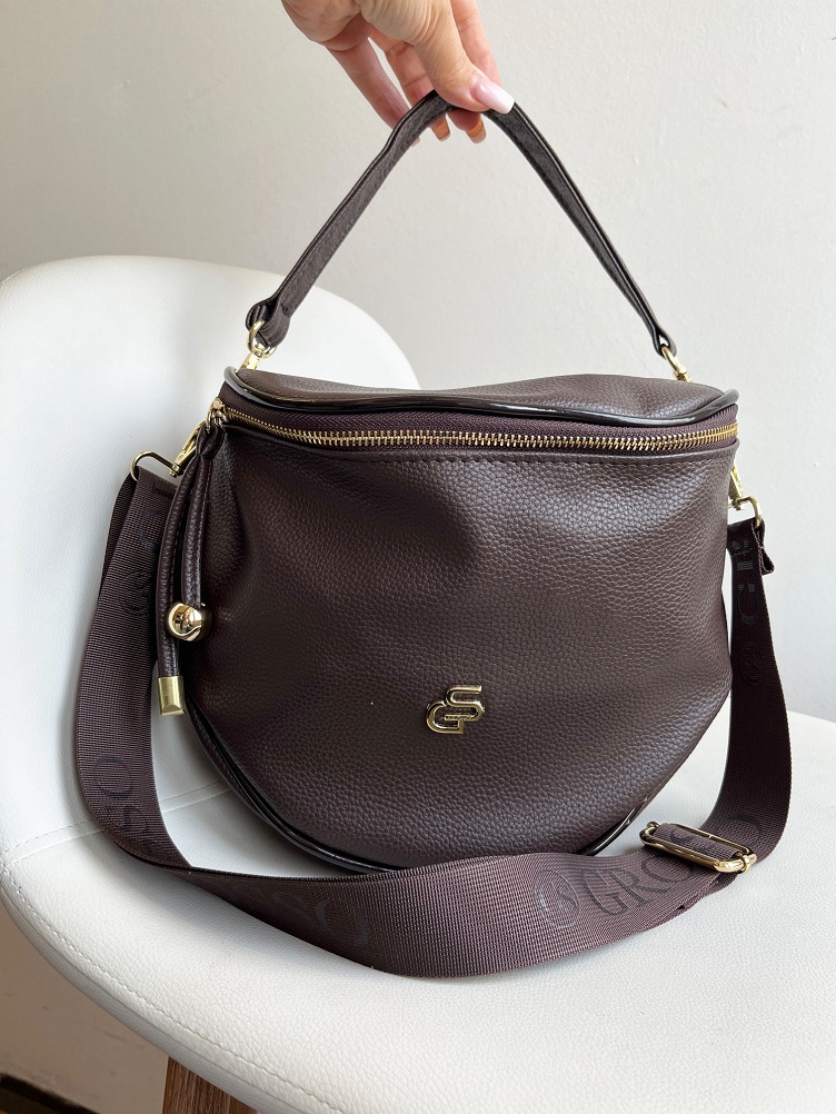 Čokoládová hnedá crossbody Grosso s vymeniteľnými popruhmi