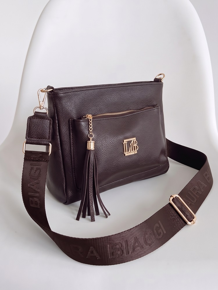 Čokoládová crossbody kabelka Laura Biaggi – praktická na každý deň