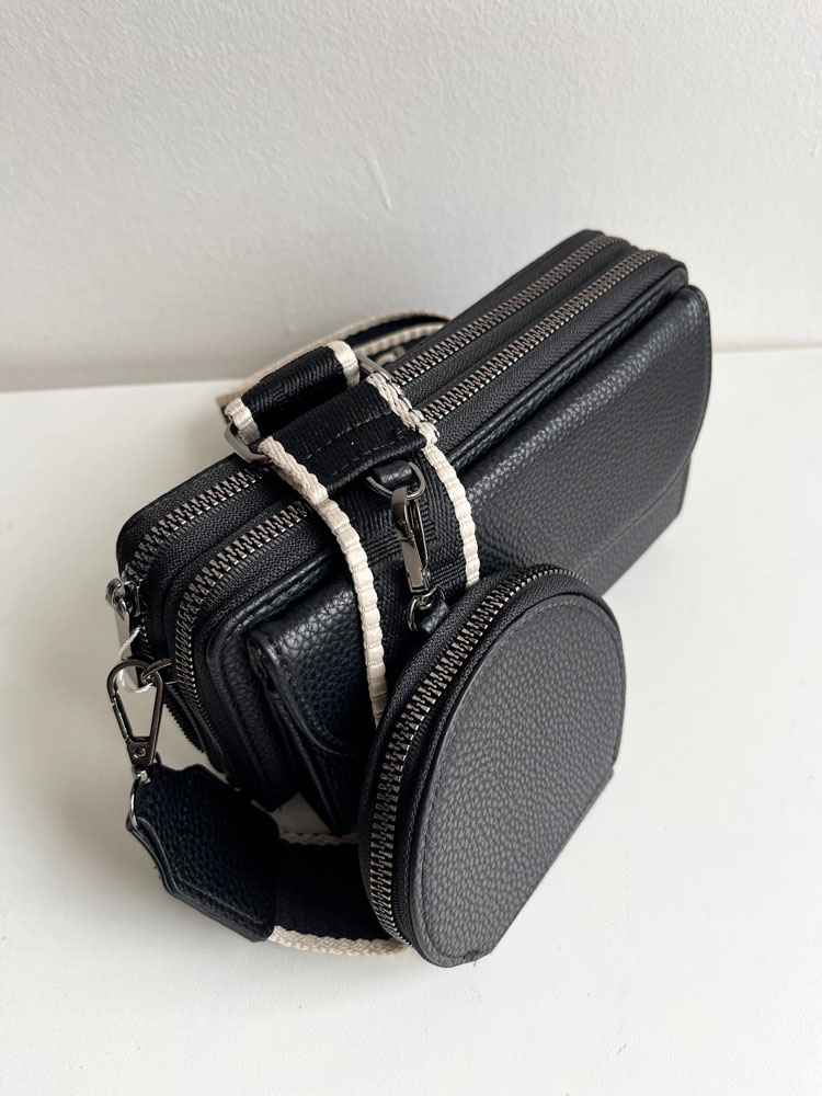 Čierna crossbody a peňaženka v jednom