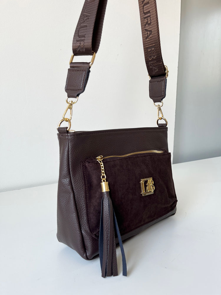 Čokoládová crossbody kabelka Laura Biaggi – praktická na každý deň