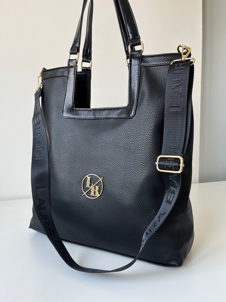 Veľká shopper kabelka na rameno Laura Biaggi - čierna A4