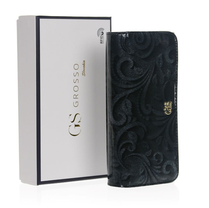 Dámska lakovaná kožená peňaženka GROSSO GS-76110-JXW-black