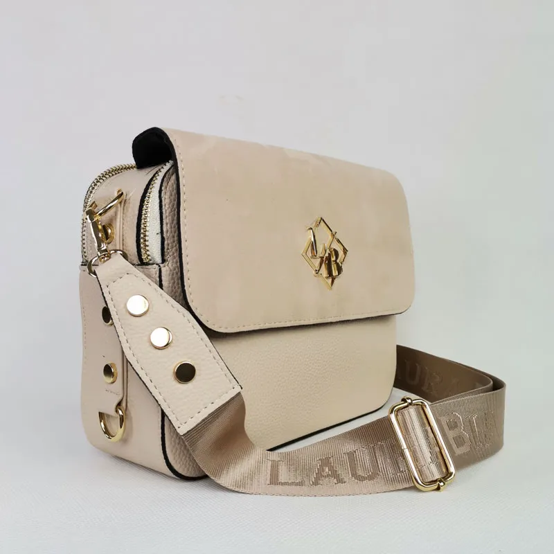 Dvojpriehradková crossbody kabelka Laura Biaggi DX-JS170-cream