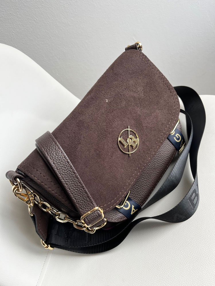 Tmavohnedá crossbody kabelka s dvoma ramienkami Laura Biaggi DX-F290-chocolate