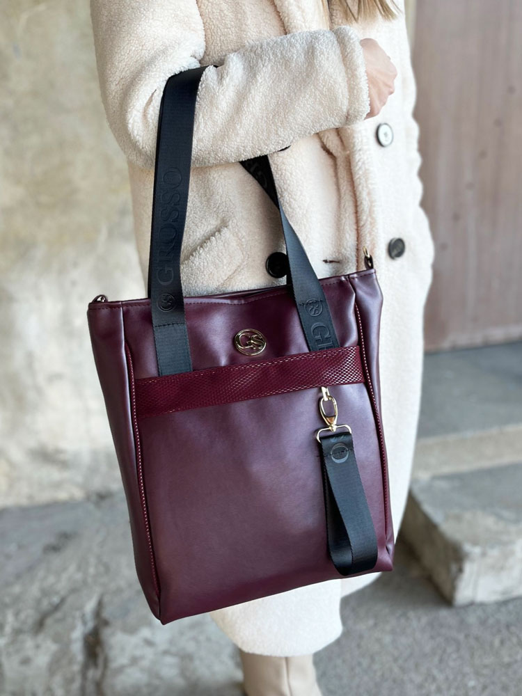 Bordová kabelka na rameno GROSSO GS-116-bordo